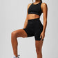 High-rise compression workout shorts and sports bra