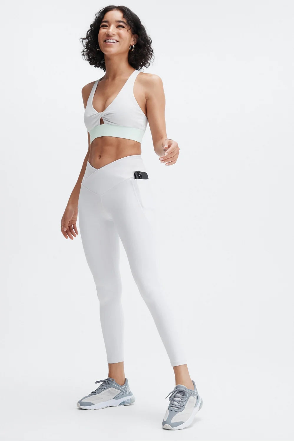 White crossover leggings for women