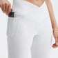 Pocket leggings with crossover waistband