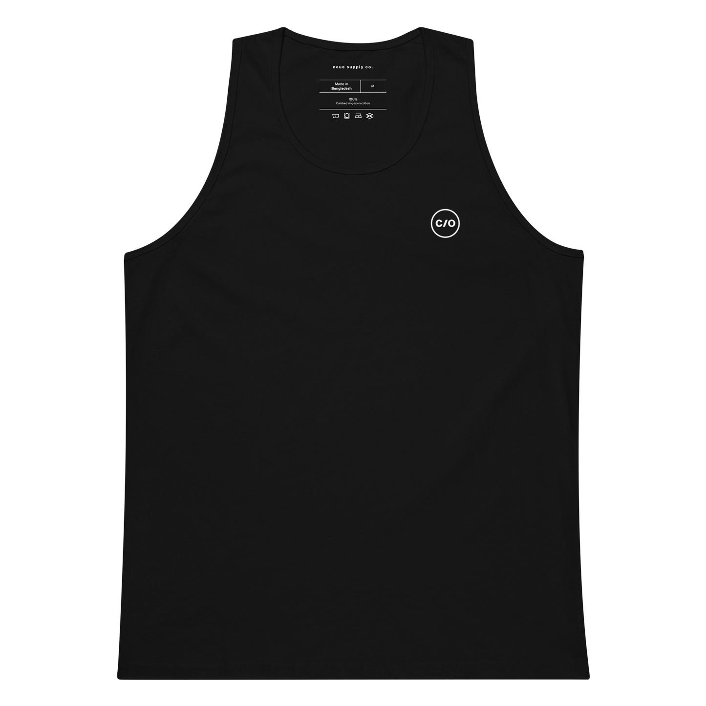 Neue Supply Co. Essential Workout Tank Top for Men in Black flat view