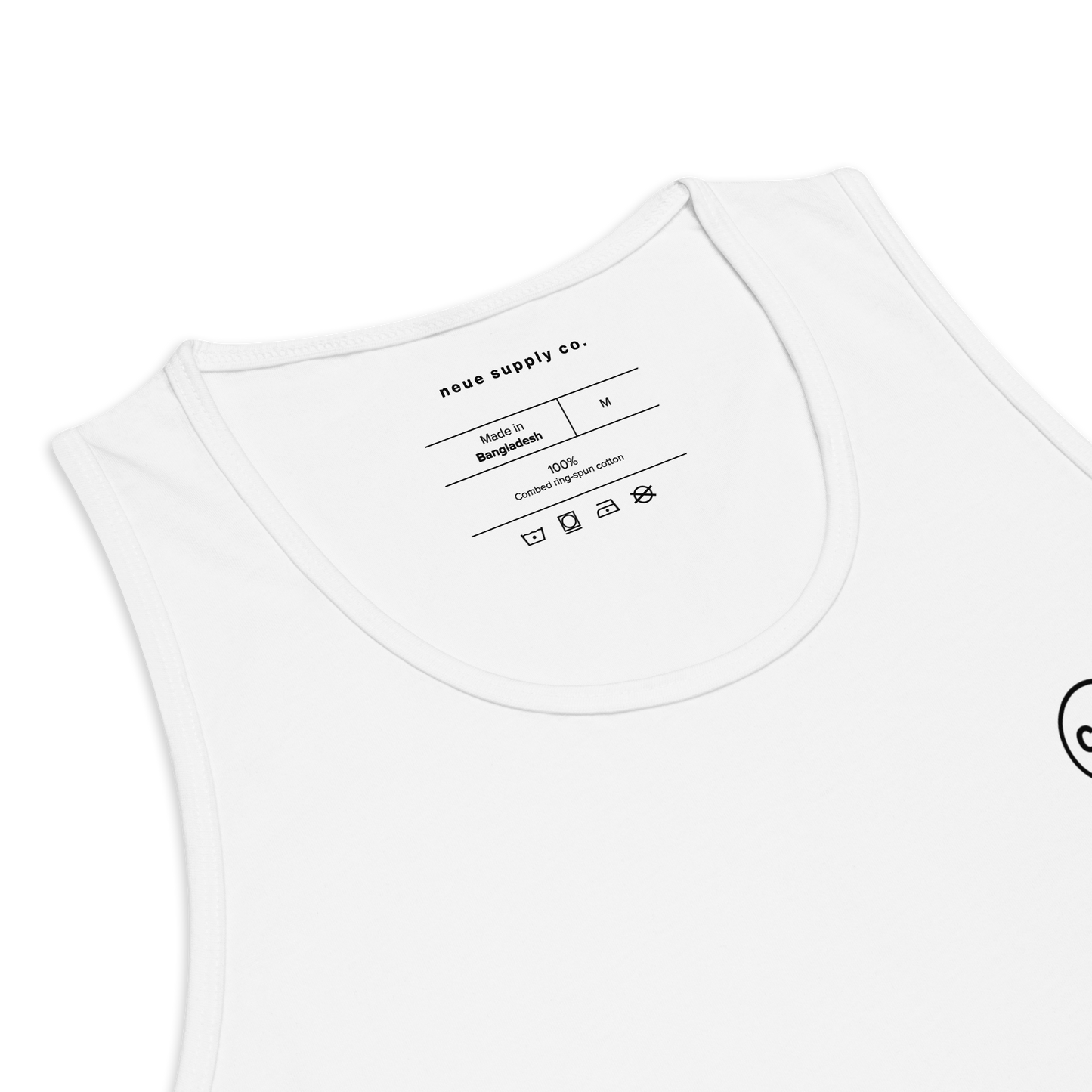 Neue Supply Co. Essential Workout Tank Top for Men in White detail view